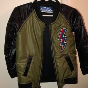 Kaptial K Moss Green Bolt Bomber Jacket